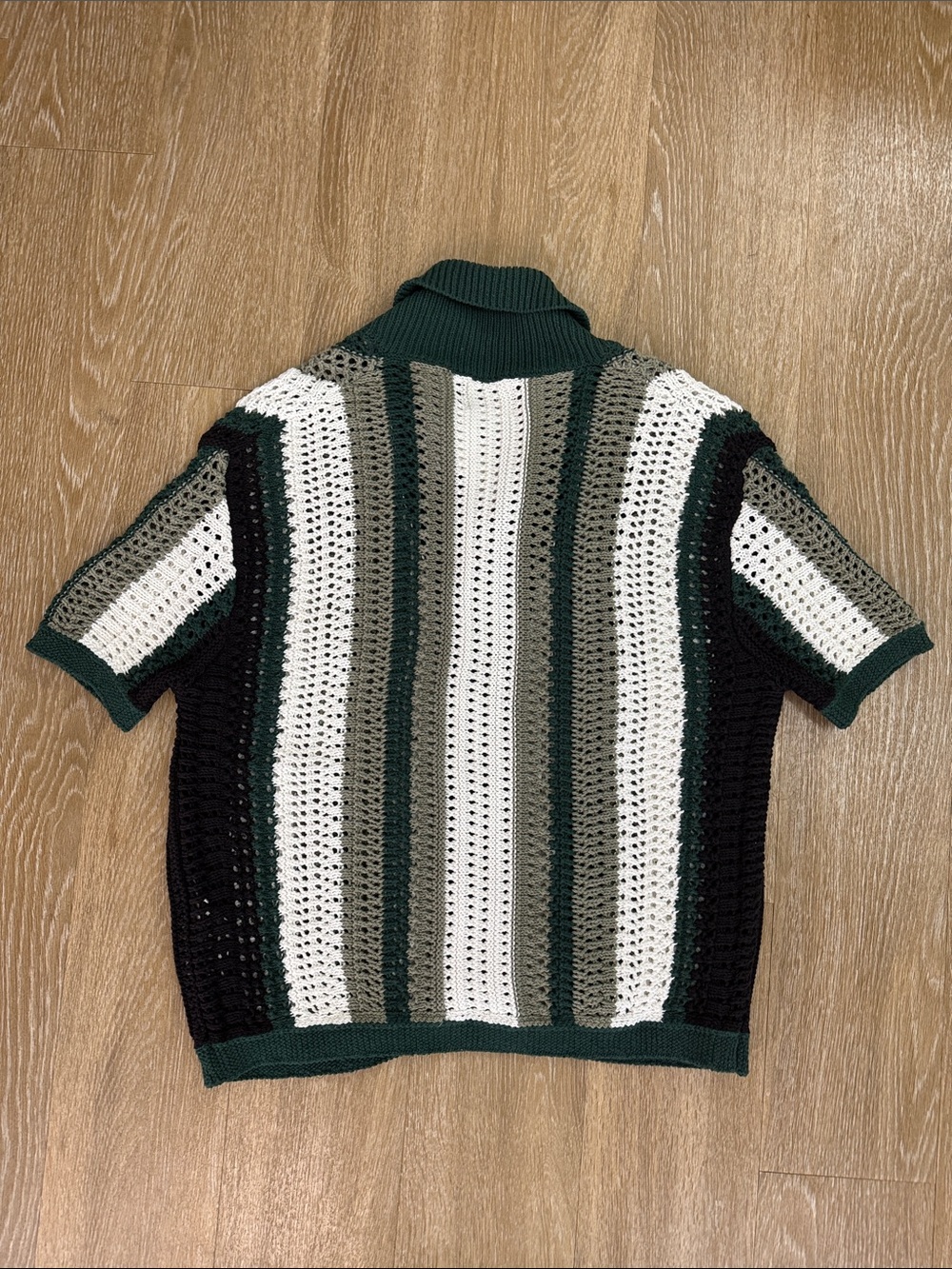 Urban Outfitters BDG Open Knit Crochet Button Up Shirt Coastal Grandpa Core M - Picture 4 of 8